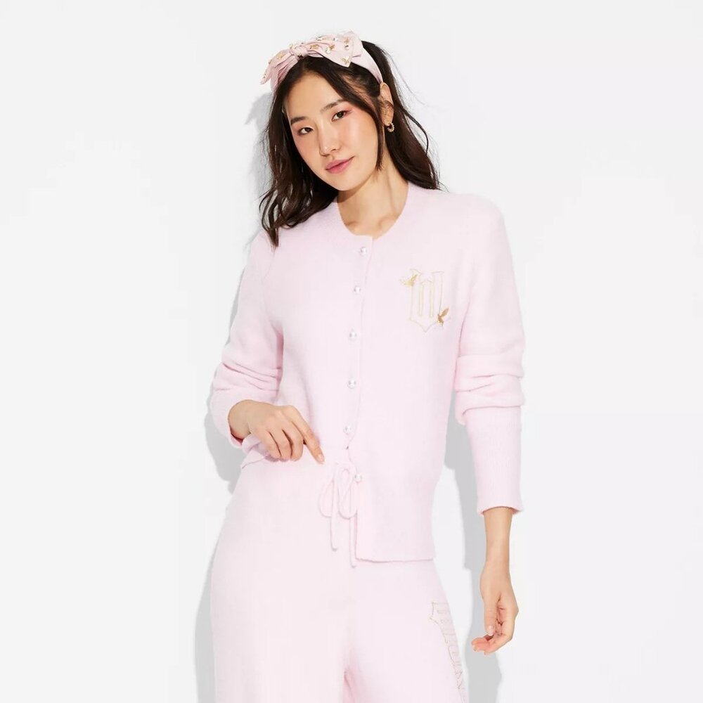 NEW Adult Wicked Graphic Cardigan with Pearls - Light Pink